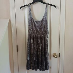 Silver crushed velvet velour Volcom X Georgia May Jagger zip skater dress Sz XS